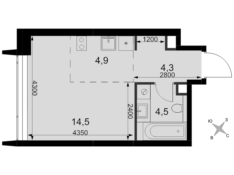 Студия 28,2 м²