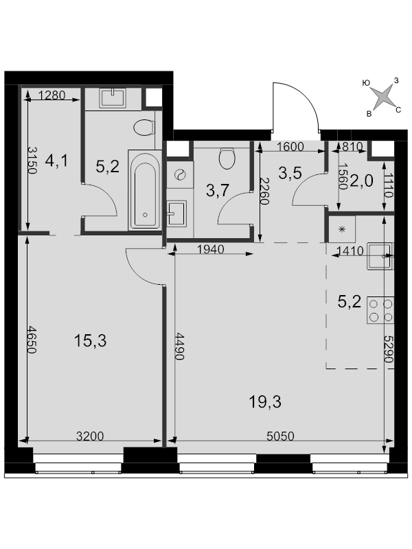 2 ккв (Евро) 58,3 м²