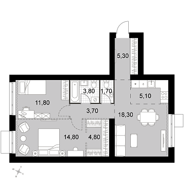 3 ккв (Евро) 69,3 м²