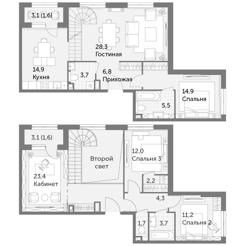 5 ккв 135,8 м²
