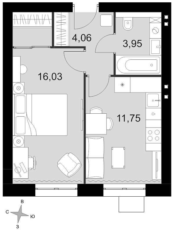 1 ккв 35,8 м²