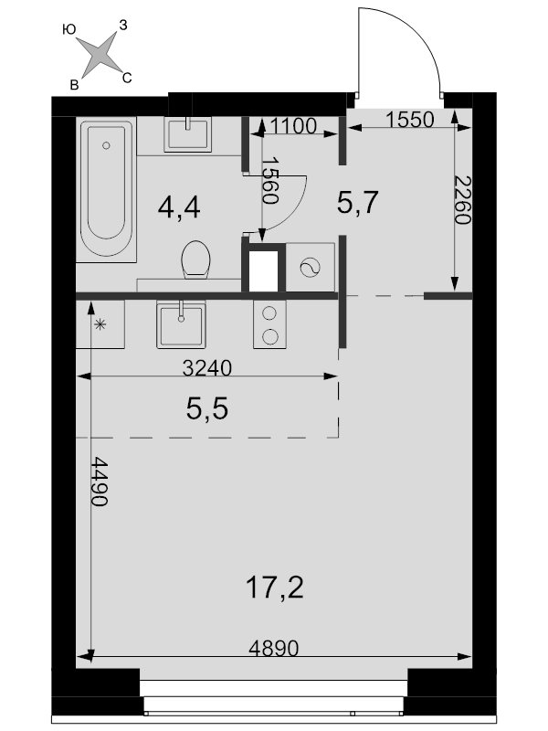 Студия 32,8 м²