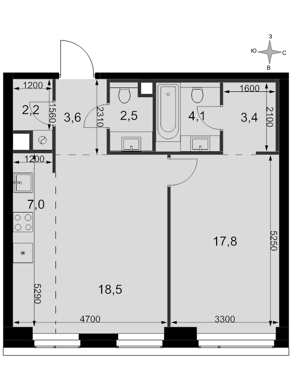 2 ккв (Евро) 59,1 м²
