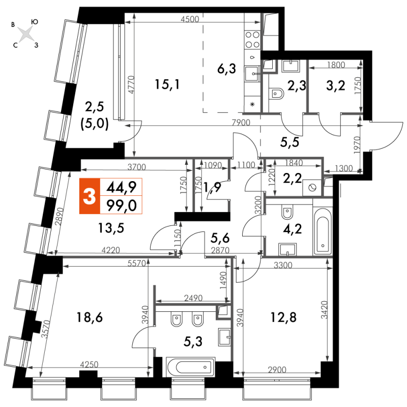 4 ккв (Евро) 99 м²