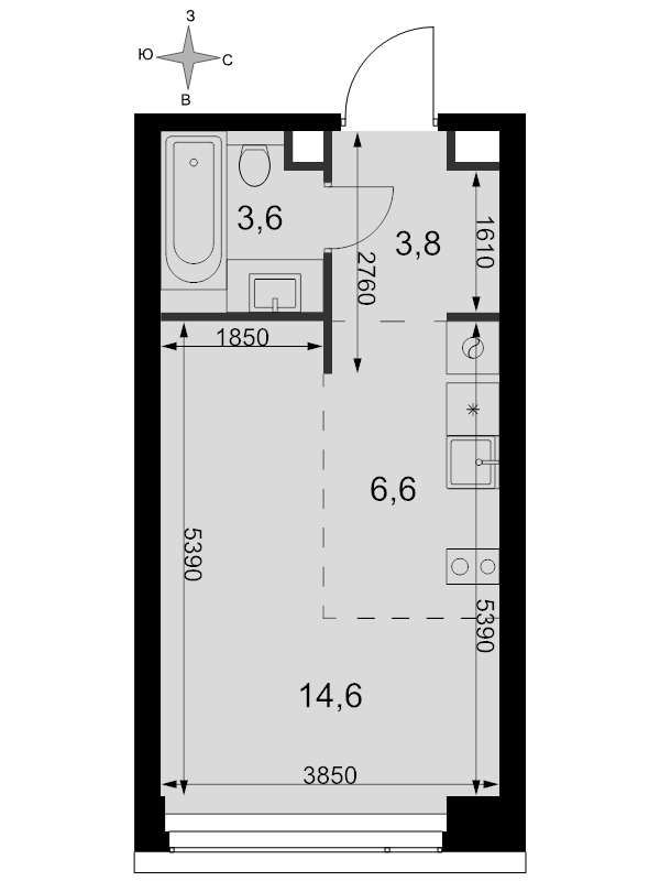 Студия 28,6 м²