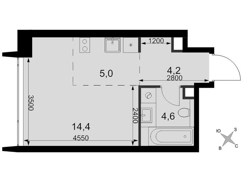 Студия 28,2 м²