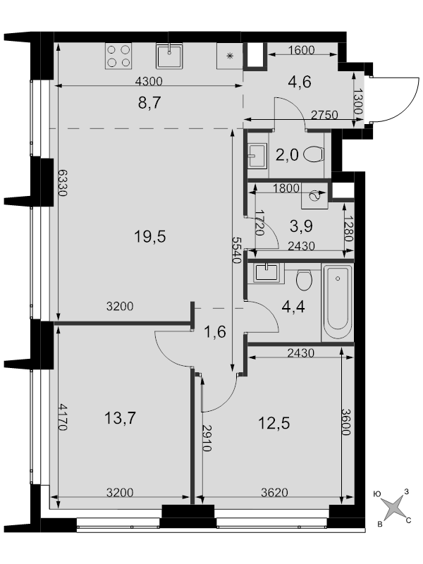 3 ккв (Евро) 70,9 м²
