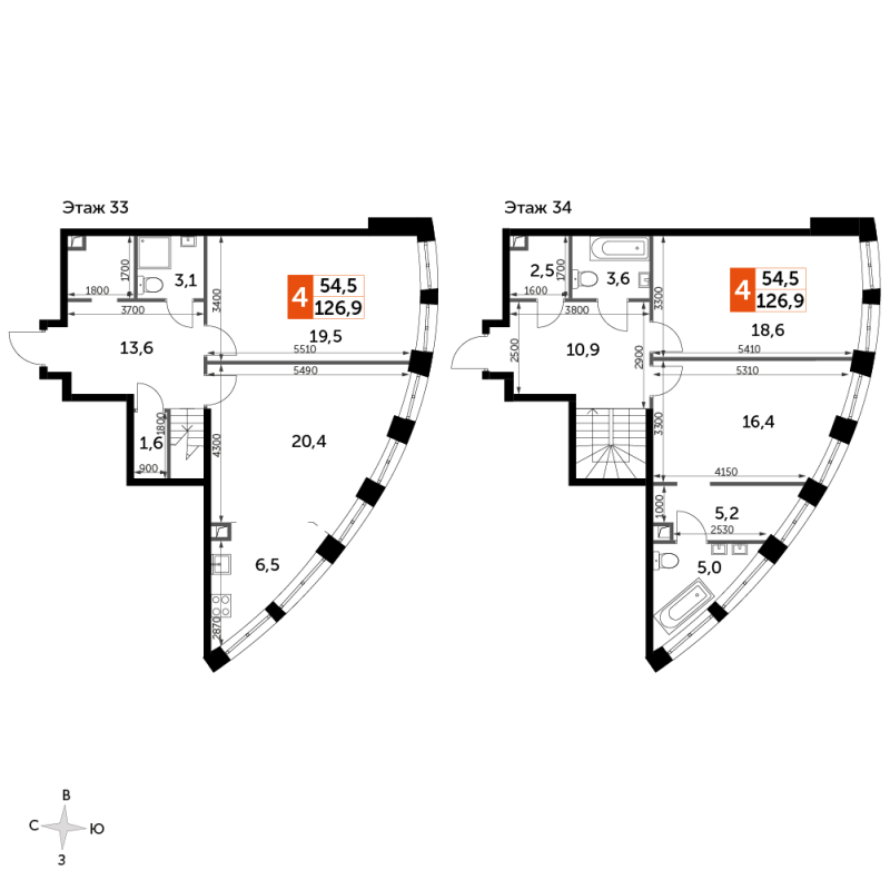 4 ккв (Евро) 126,9 м²