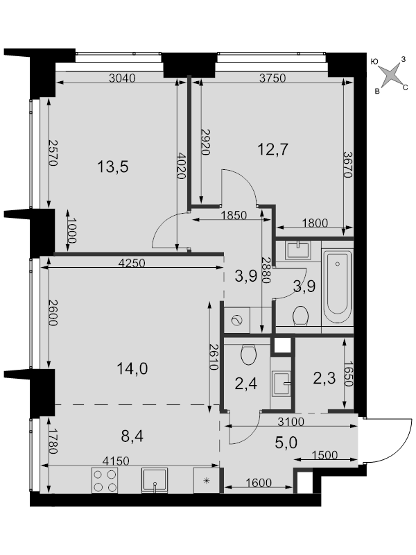 3 ккв (Евро) 66,1 м²
