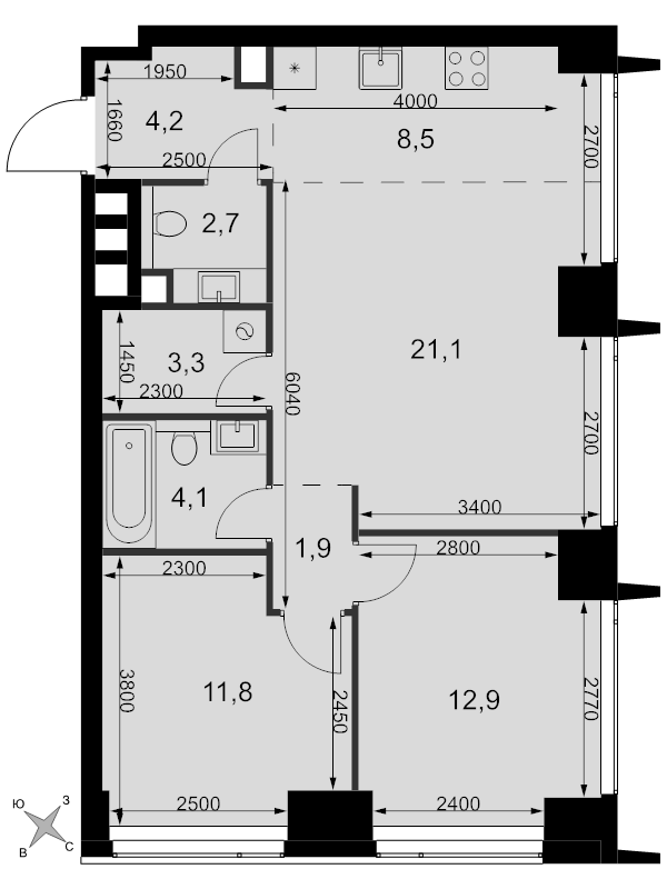3 ккв (Евро) 70,5 м²