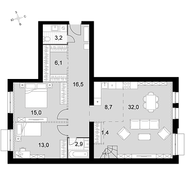 4 ккв (Евро) 125,2 м²