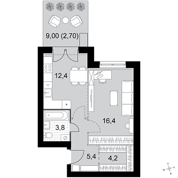 1 ккв 44,9 м²