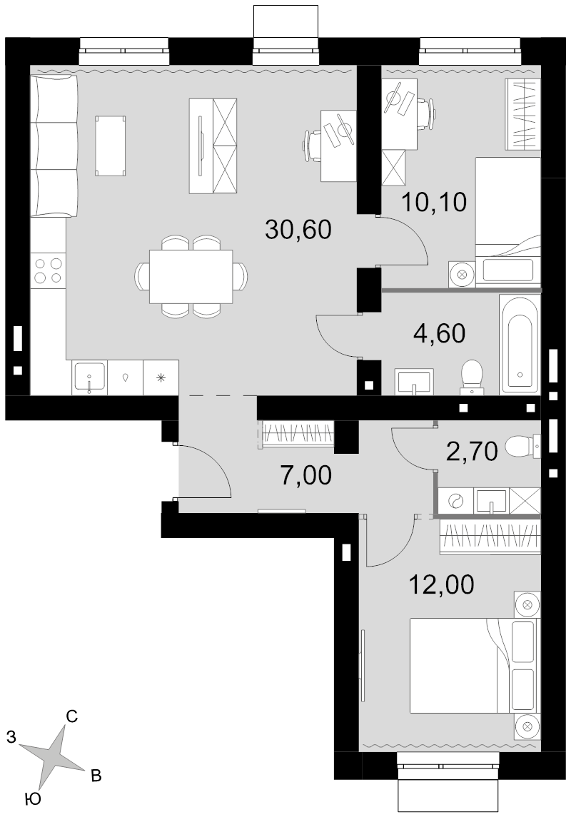 3 ккв (Евро) 67 м²