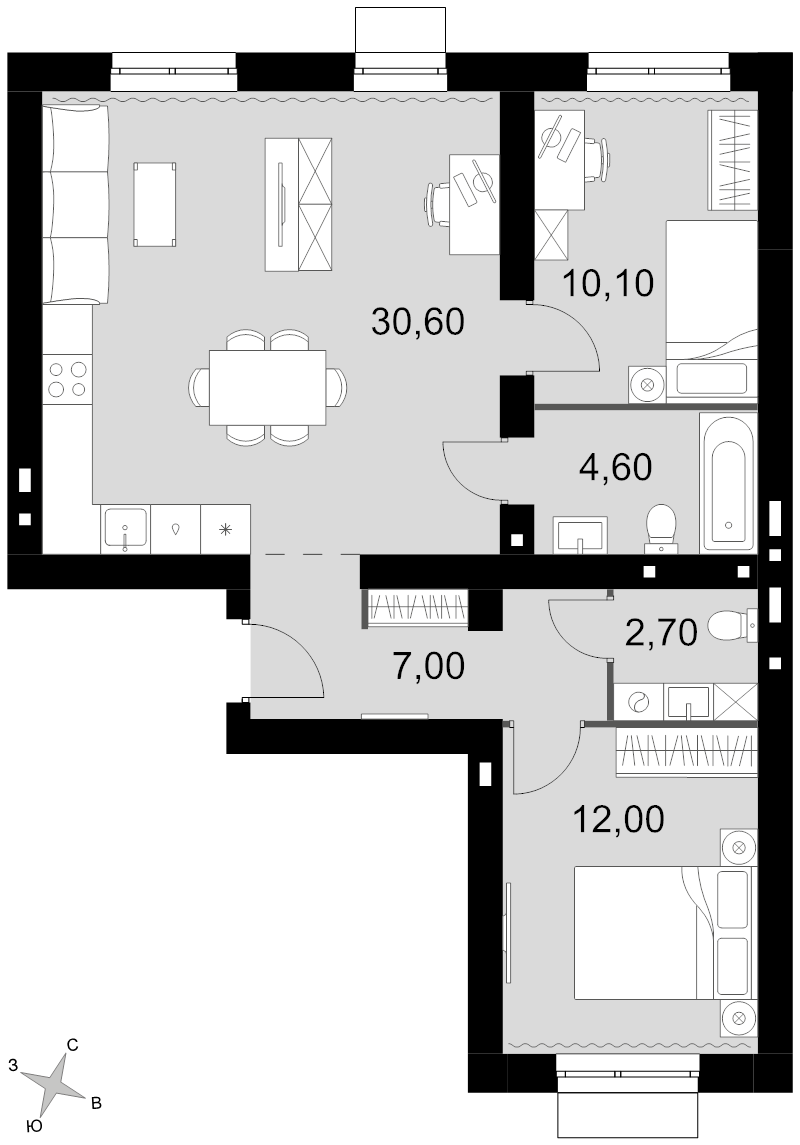 3 ккв (Евро) 67 м²