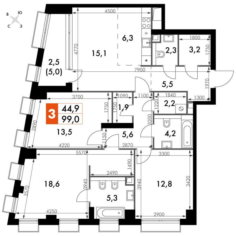 4 ккв (Евро) 99 м²