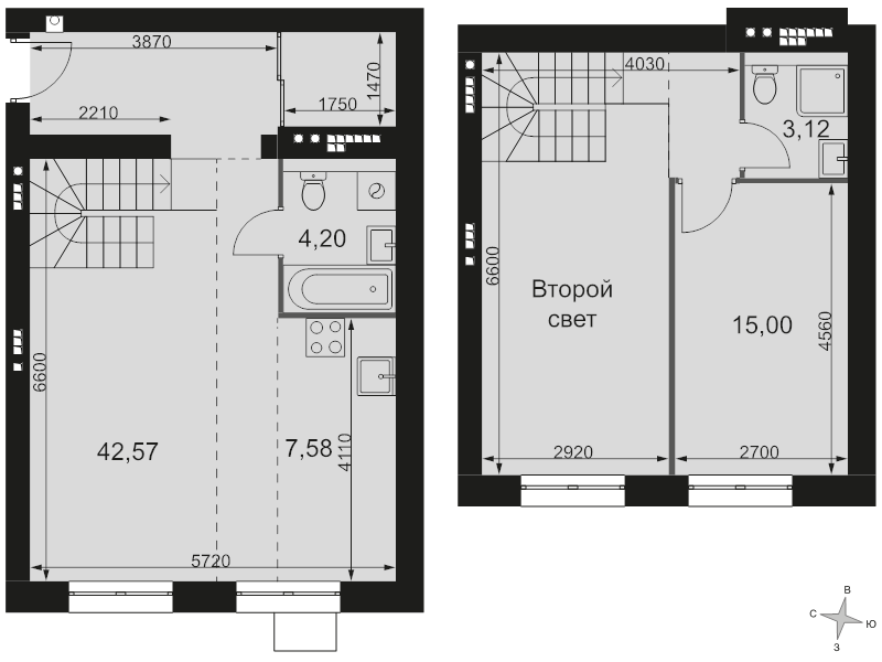 2 ккв (Евро) 64,9 м²