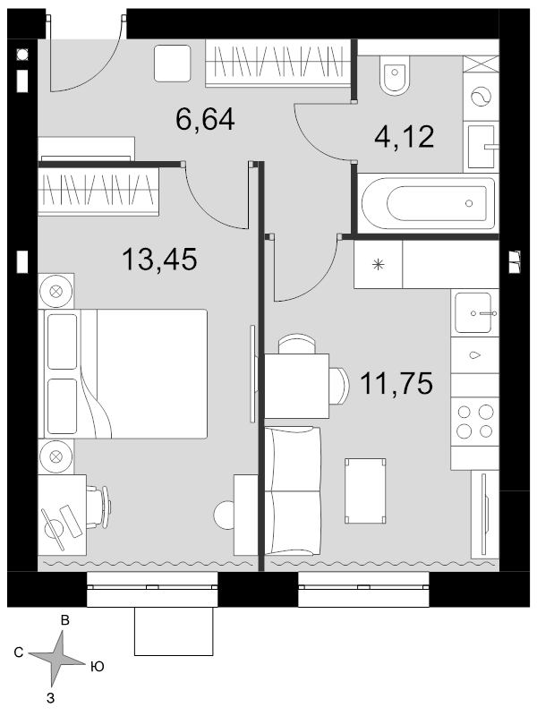 1 ккв 36 м²