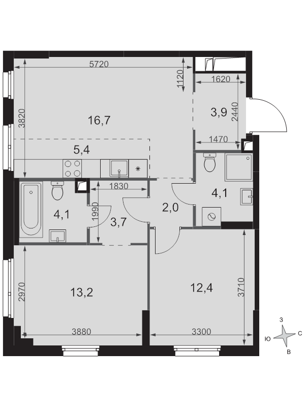 3 ккв (Евро) 65,5 м²