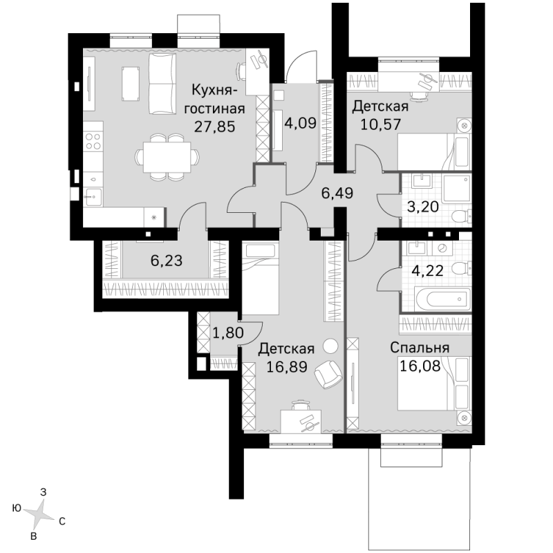 4 ккв (Евро) 97,4 м²