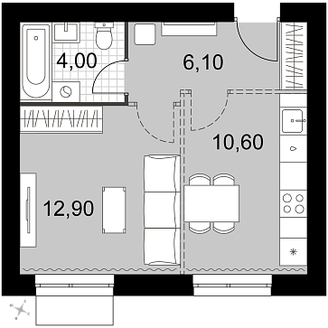 1 ккв 33,6 м²
