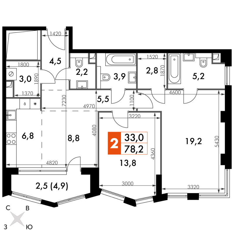 3 ккв (Евро) 78,2 м²