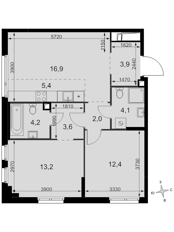3 ккв (Евро) 65,7 м²