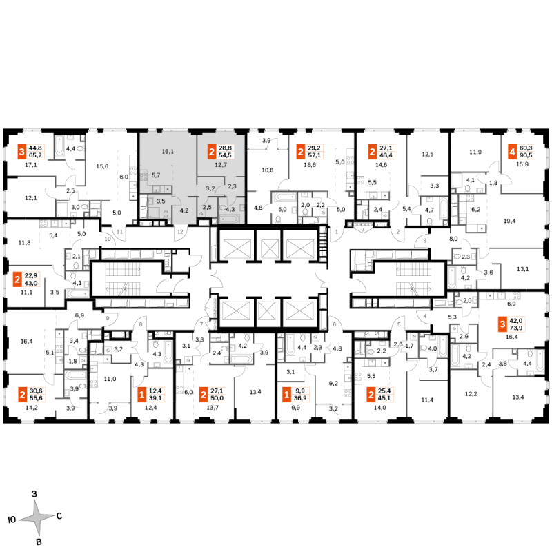 2 ккв (Евро) 54,5 м²