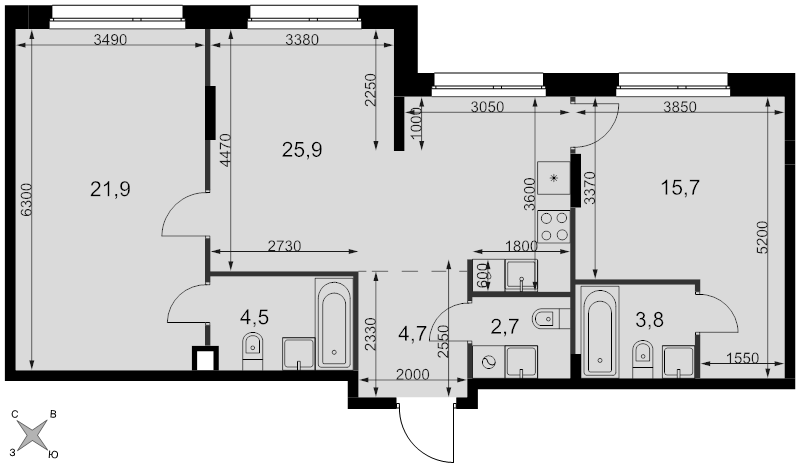 3 ккв (Евро) 79,2 м²