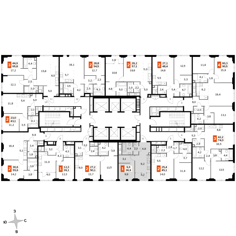 1 ккв 36,9 м²