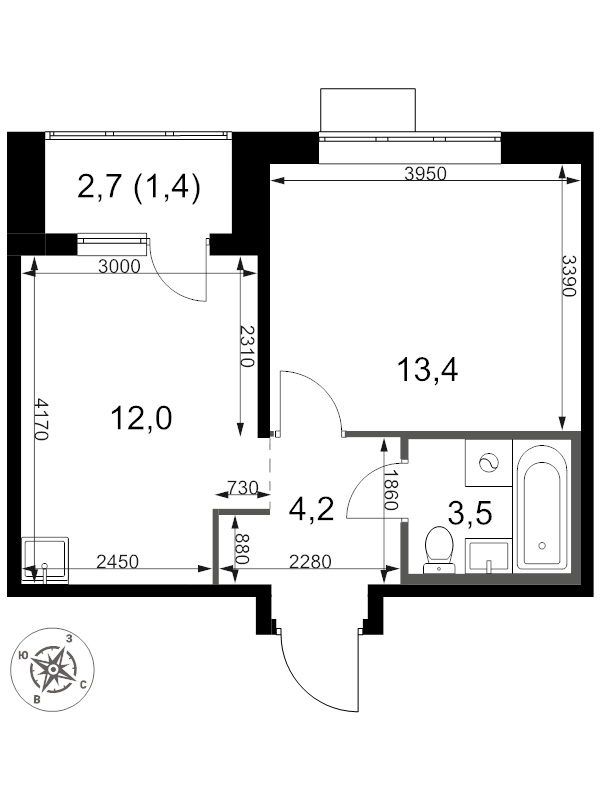 1 ккв 34,5 м²