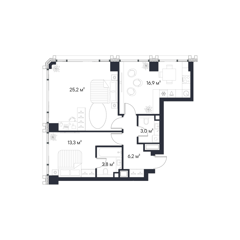 3 ккв (Евро) 68,4 м²