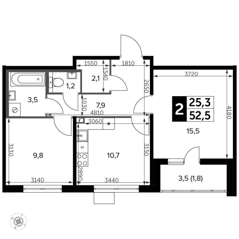 2 ккв 53,6 м²