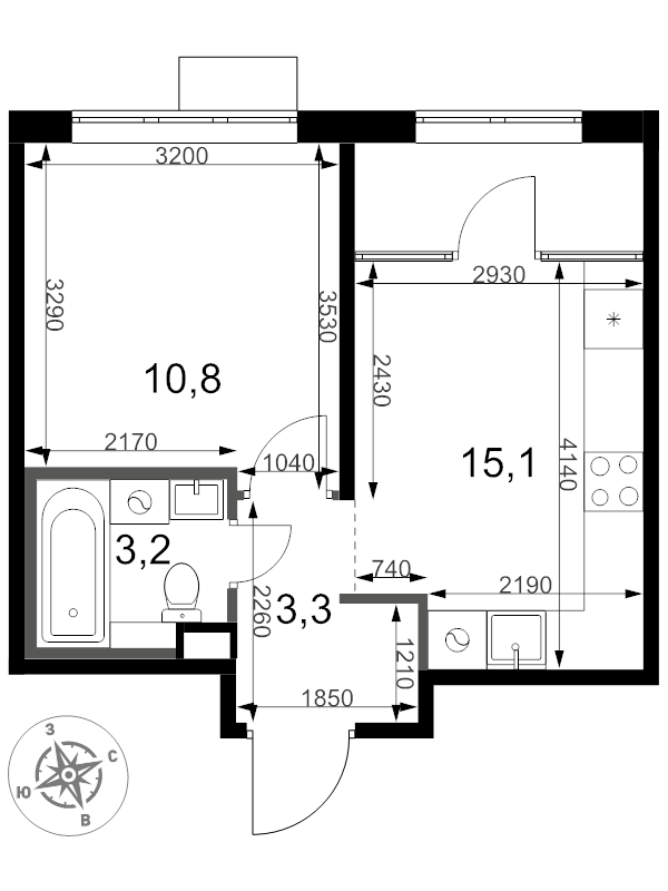 2 ккв (Евро) 32,4 м²