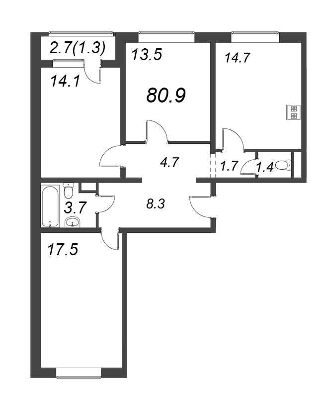 3 ккв 82,5 м²