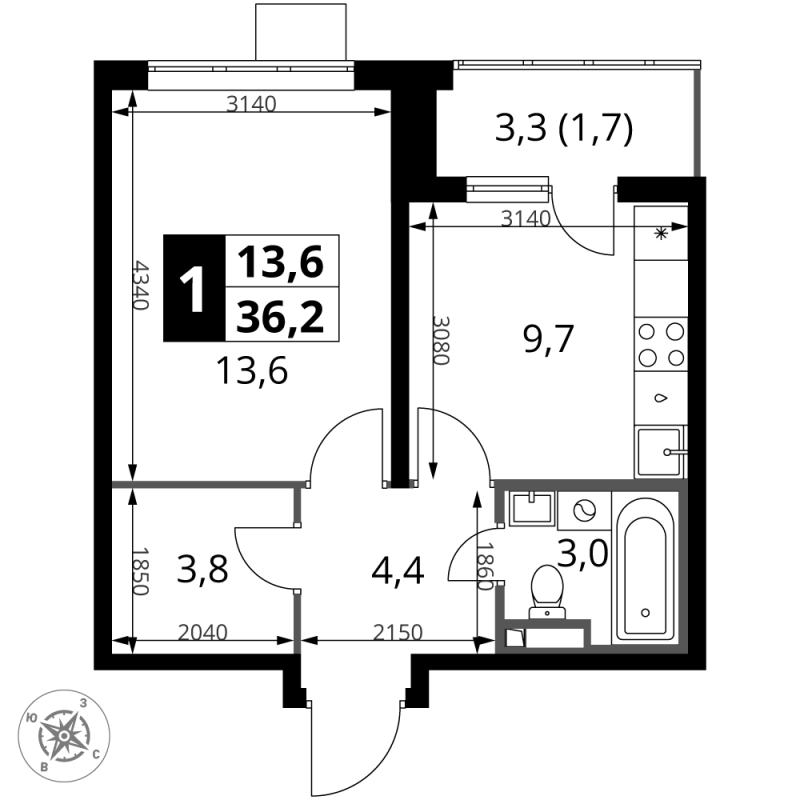 1 ккв 36,2 м²