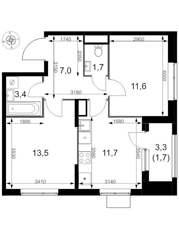 2 ккв 50,6 м²