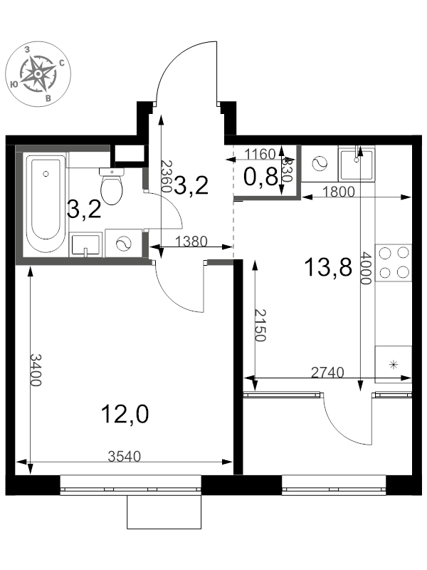 1 ккв 33 м²