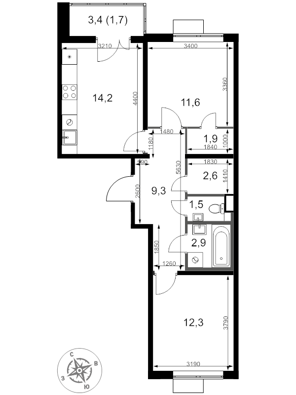 2 ккв 58 м²