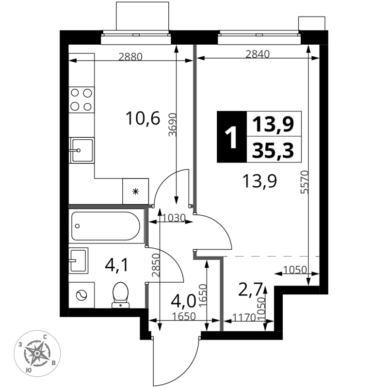 1 ккв 35,3 м²