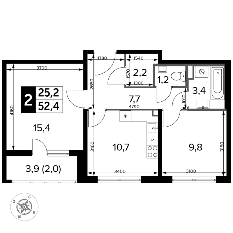 2 ккв 53 м²