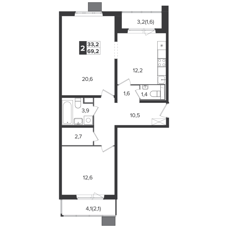 2 ккв 68,9 м²