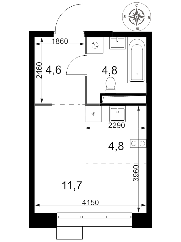 Студия 25,9 м²