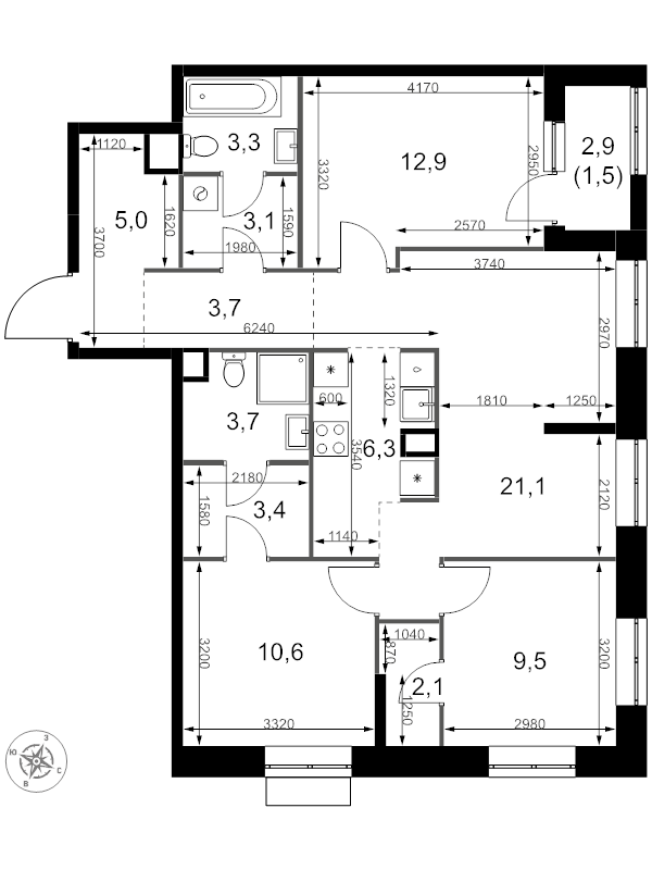 4 ккв (Евро) 86,2 м²