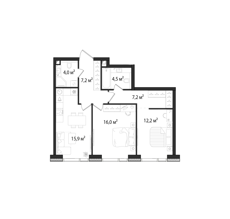 3 ккв (Евро) 67 м²