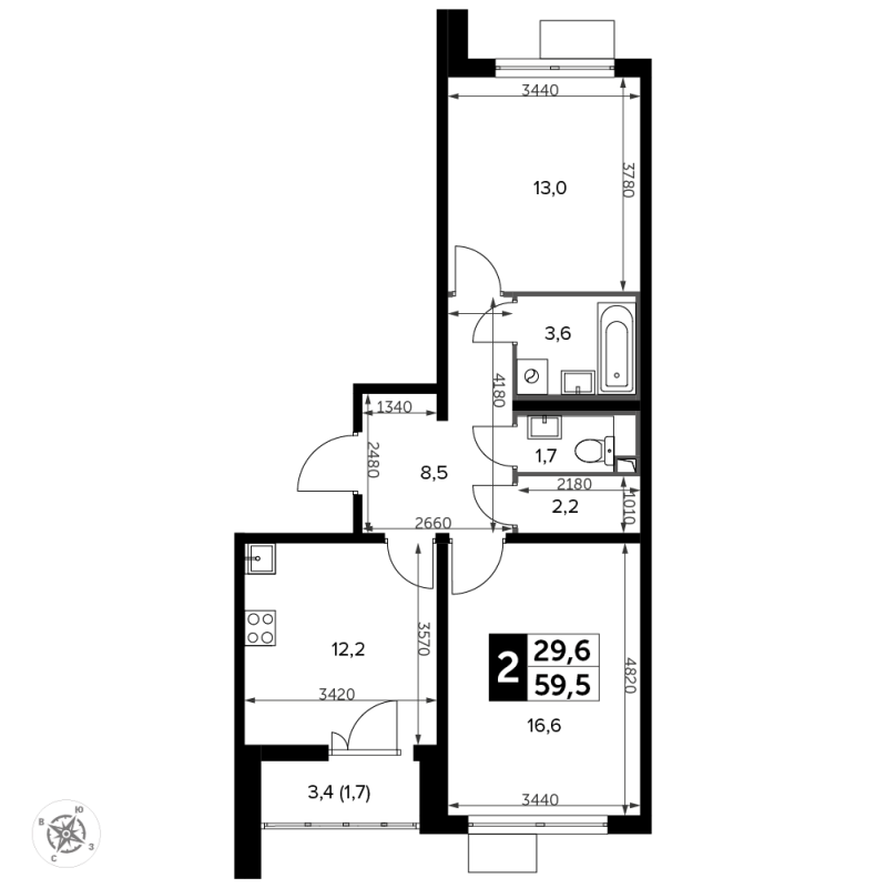 2 ккв 60,3 м²