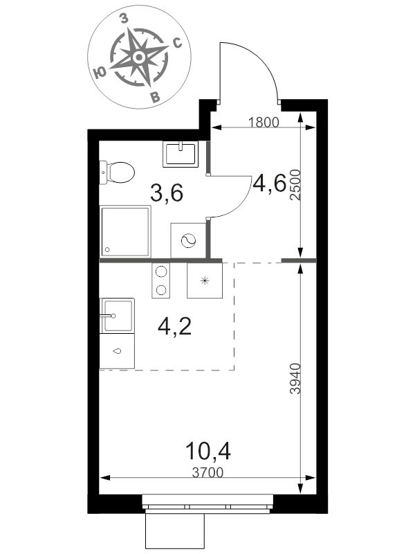 Студия 22,8 м²