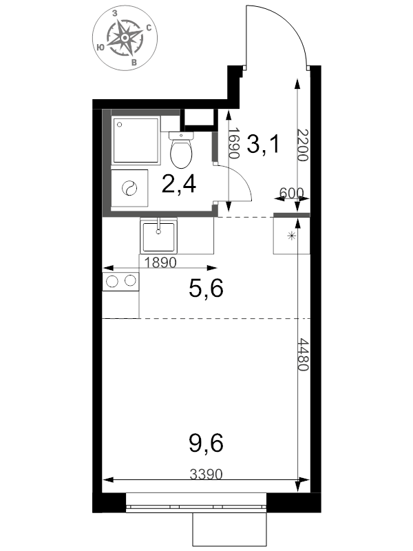 Студия 20,7 м²