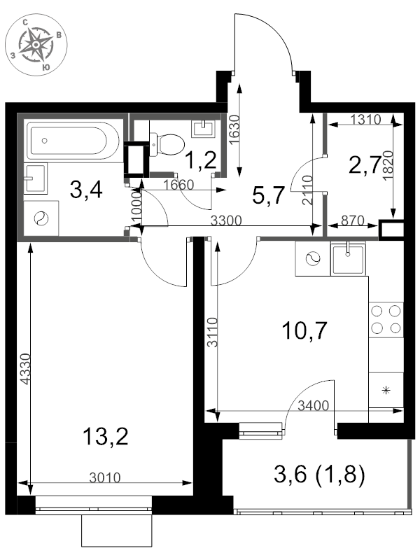 1 ккв 38,7 м²