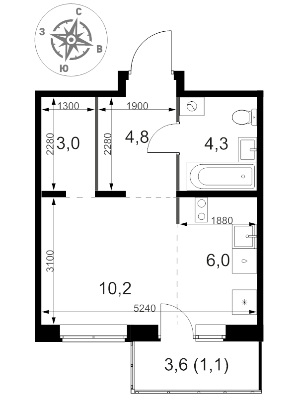 Студия 29,4 м²