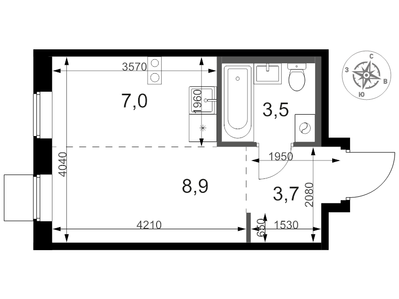 Студия 23,7 м²
